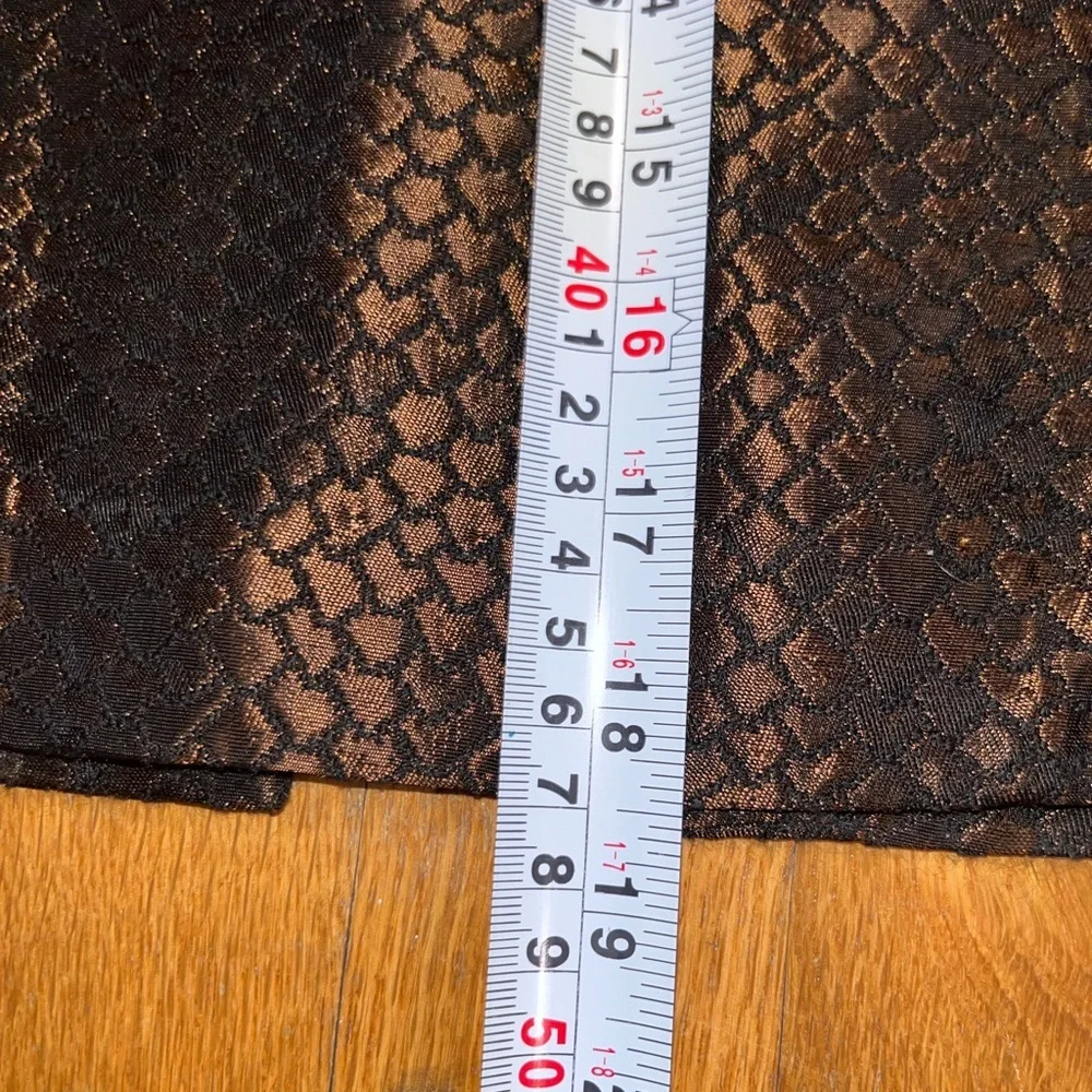 Kay Unger Metallic Bronze Snake-Print Mini Skirt